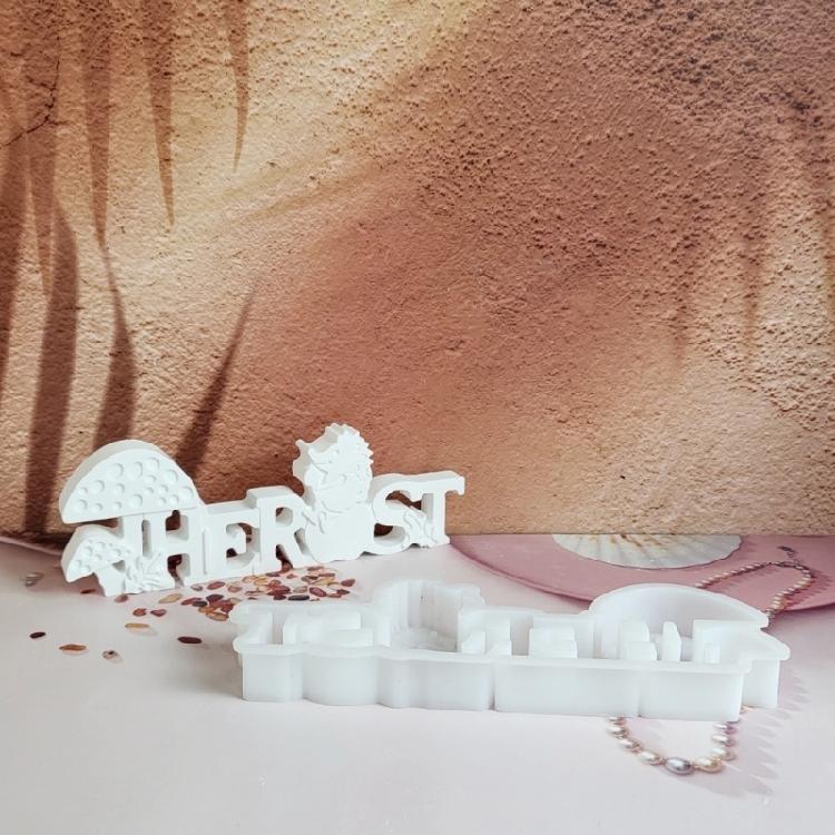 Autumn Candle Molds Silicone Mould Plasters Molds Casting Molds Ornament Molds Letters with Hedgehogs Epoxy Resin Molds