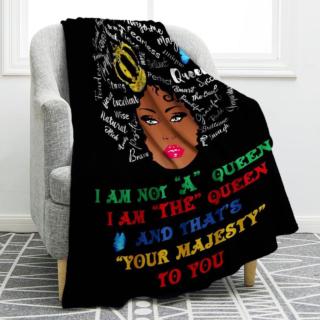 African American letters Printed Blanket for Sofa Bed Travel Camping Living Room Office Conditioning Blanket