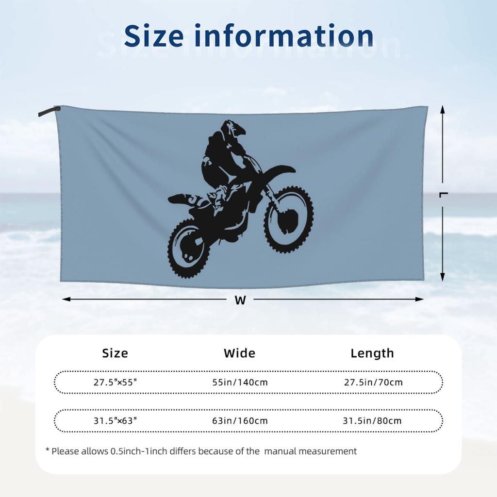 Moto X Motocross Arte Vettoriale Monocromatico Telo da Spiaggia Morbida Microfibra Asciugatura Rapida Assorbente Asciugamani Veloci Per Nuoto