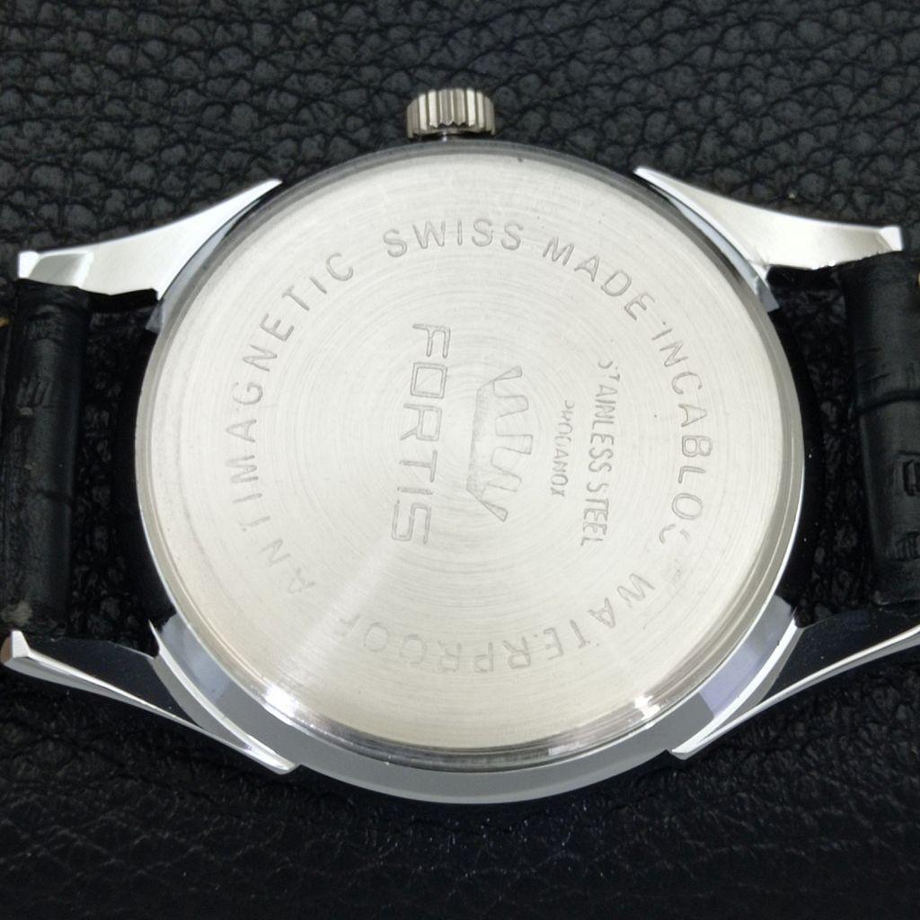 SWISS VINTAGE HAND-WINDING MENS REFURBISHED BLACK COLOR DIAL WATCH a701049-5 R205a-a701049