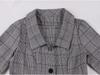 Retro Women's Plaid Dress with Turn-Down Collar, Short Sleeves, Single-Breasted Design, and Pockets in Hepburn Style.