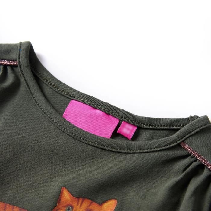 T-shirt enfants à manches longues imprimé chat 2 couleurs et 5 dimensions disponibles