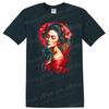 Japanese Style Art Woman Floral T Shirt Graphic Tee Red Hibiscus Design