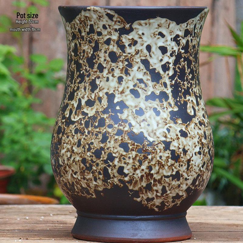 Handmade Large Ceramic Pot for Succulents & Orchids - Breathable, Coarse Pottery Bonsai Planter
