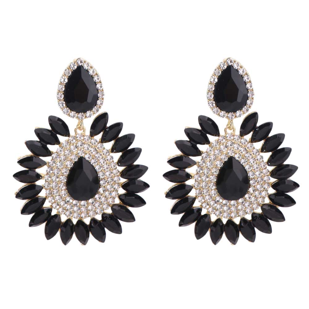 Fashion Luxury Droplet Earrings Crystal Elegant Rhinestone Ear Drop Vintage Shiny Sunflower Earrings for Lady