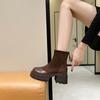 2025 autumn new retro British Martin boots women's Korean version thick-soled thick-heeled short boots elastic thin boots women