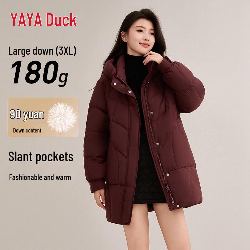 Yaya Damen 2025 Winter Mittellange Kapuzen-Daunenjacke