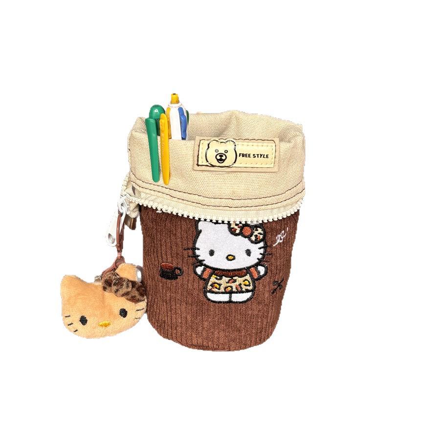 KT Cat Embroidered Multifunctional Pencil Holder & Makeup Bag