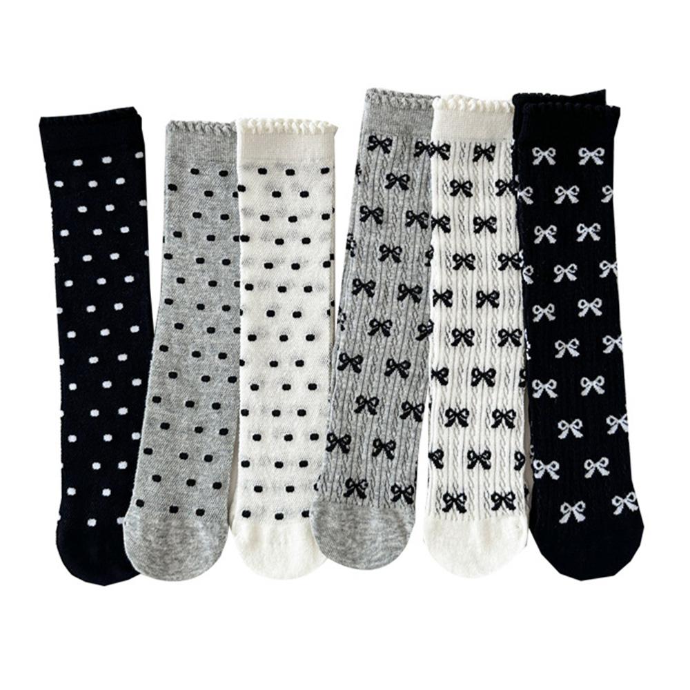 Thin School Uniform Socks Bowknot Princess Calf Socks Cute Girls Knee High Socks for Kids