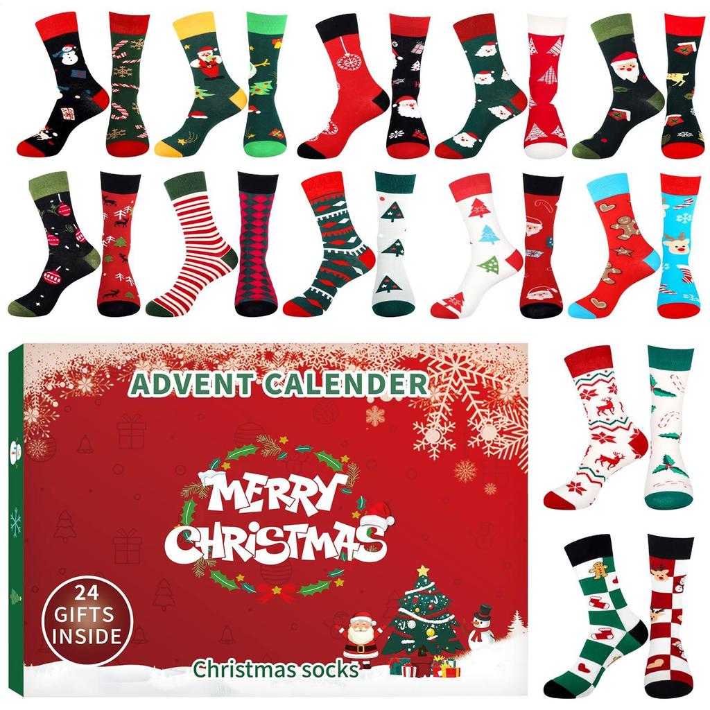 Christmas Socks Advent Calendars 24 Days Of Socks Funny Christmas Socks New Year Navidad Socks Gifts For Boys Girls Men Women