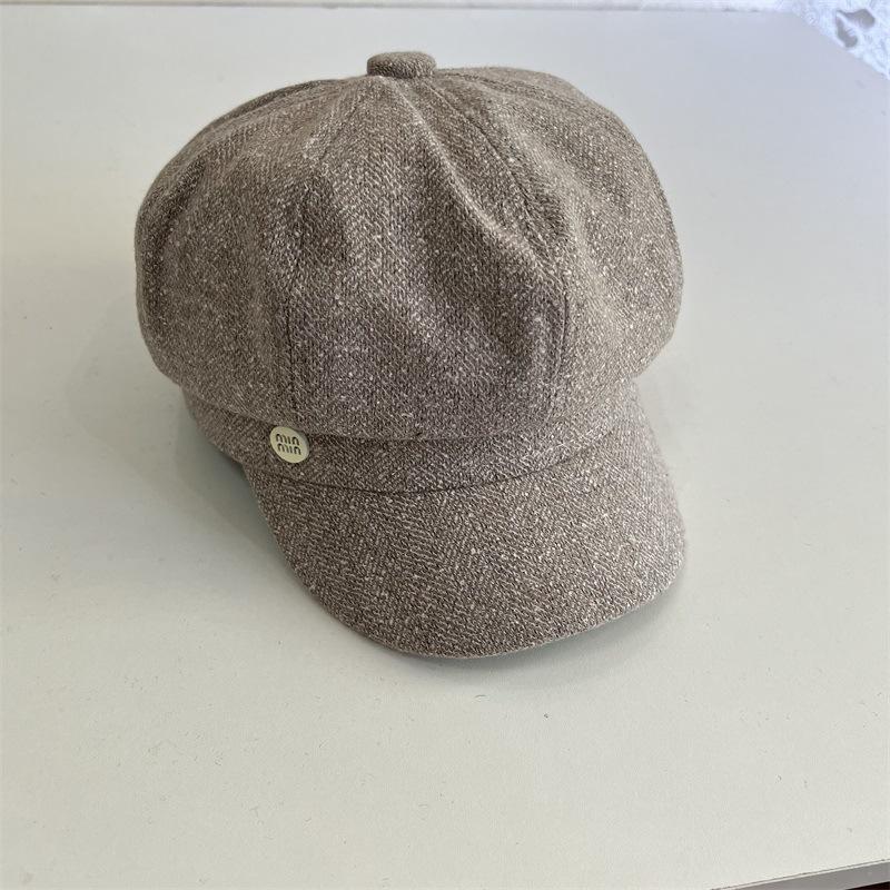 

Осень и зима кепка с пиком детская ретро повседневная шляпа художника, подчеркивающая лицо, маленький берет, британская универсальная восьмиугольная шляпа M（56-58cm） серый