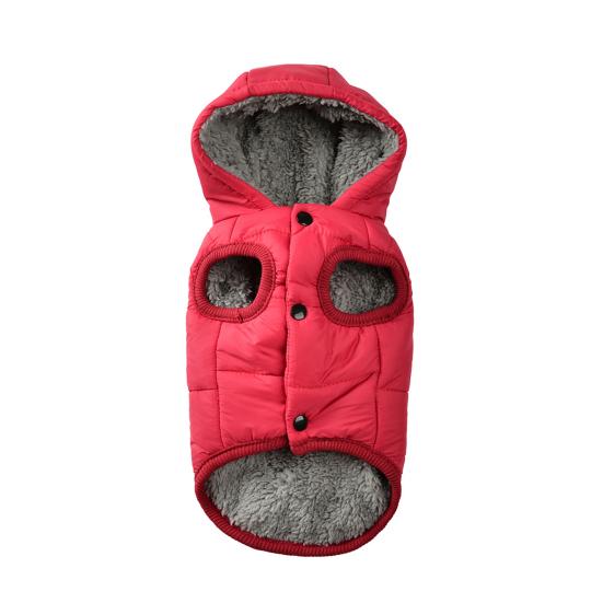 Hunder Termisk Hettegenser Fleeceforet Hundejakke med Hette Knappelukking Varm Valpe Vinterfrakk for Små Mellomstore Hunder