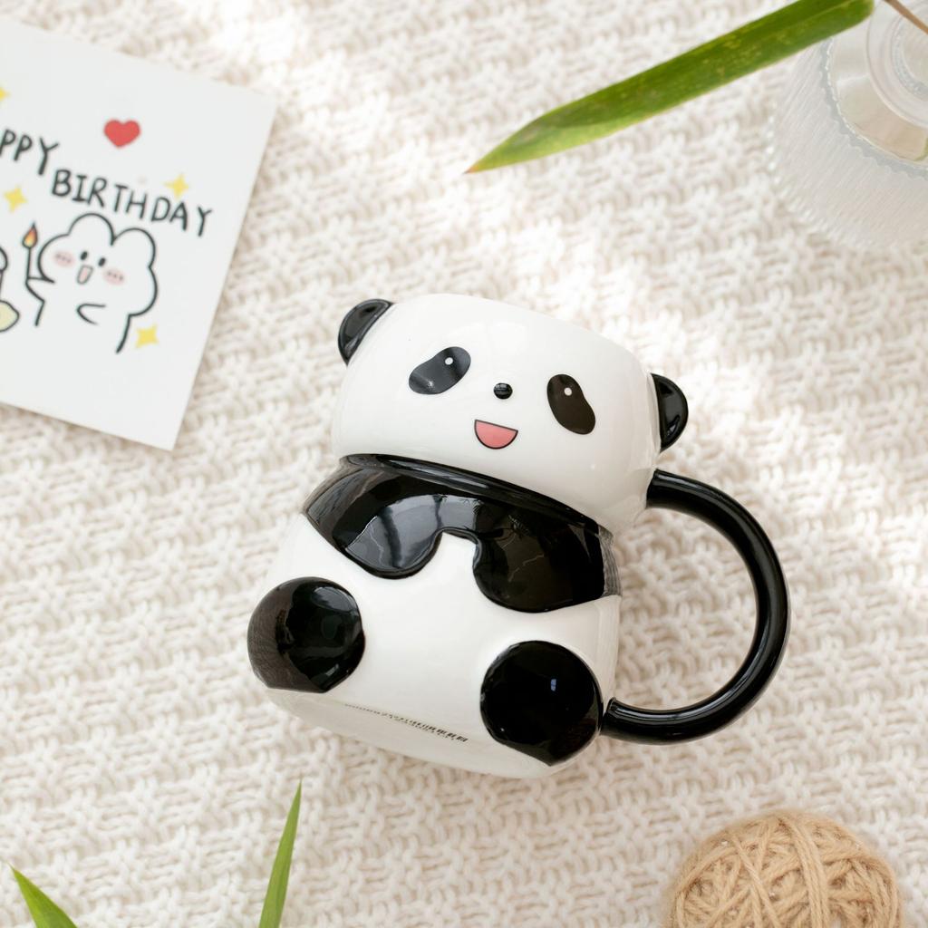 Hand Drawn Three Dimensional Panda Breakfast Ceramic Cup Cute Pet Cartoon High Value Mug Creative Student Children Drinking Water Cup