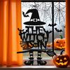 Yousheng Halloween Witch Door Sign Spooky Witch Leg Hat Broomstick Front Door Hanging Decor Farmhouse Witch Welcome Sign for Home Wall Indoor Decor