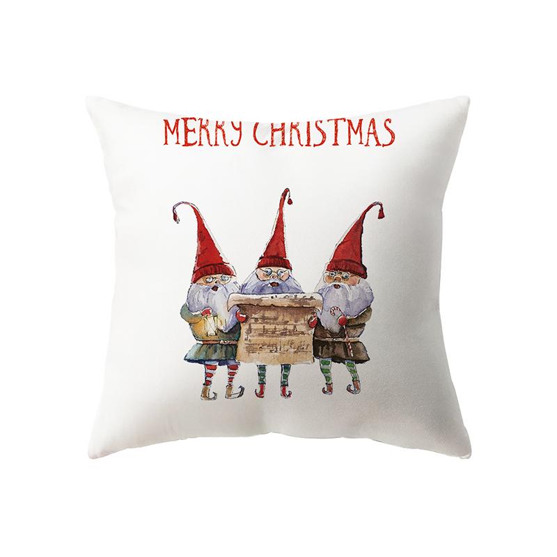 Cute Santa Claus Merry Christmas Print Pattern Cushion Cover Home Living Room Sofa Decoration Polyester Pillow Pillow Cover