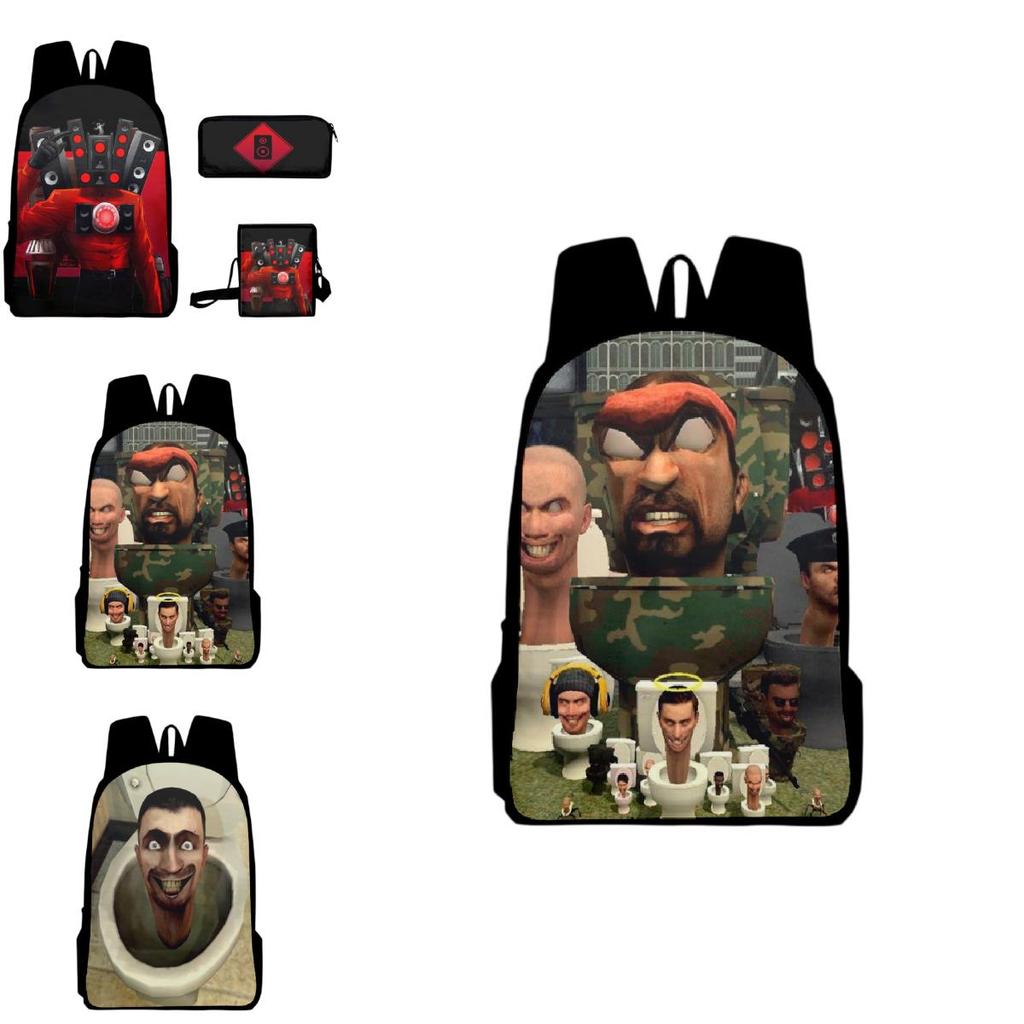Skibidi Toilet-themed Backpack Trio Stylish And Versatile, Suitable For All Genders, Great For Traveling