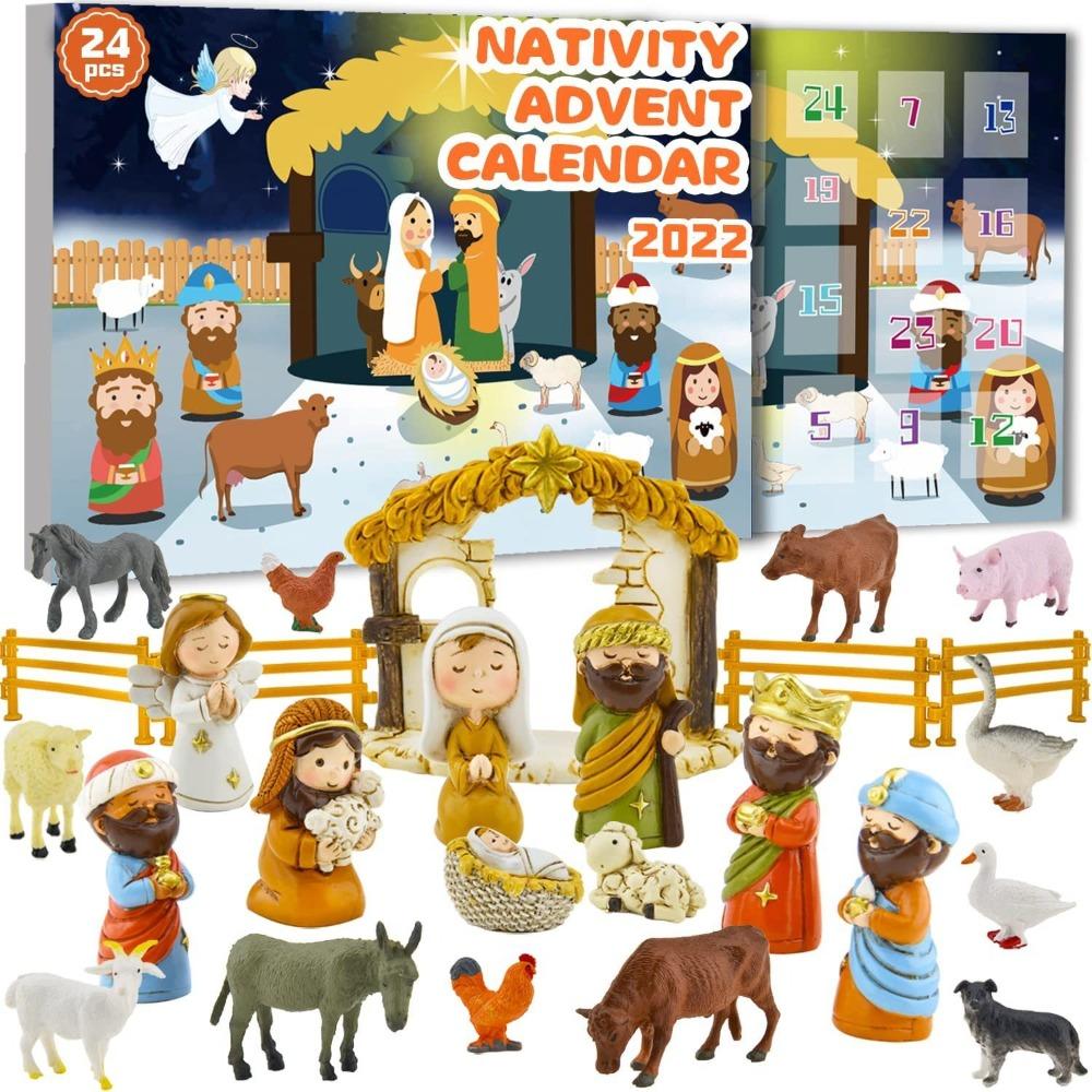 Nativity Scene Advent Calendar Resin 2026 Christmas Countdown Calendar 24 Days Christian Religious Gifts Desktop Ornaments