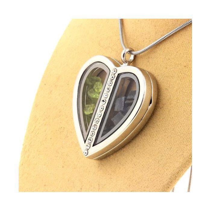 Stones and Minerals. Peridot + Raw Kyanite Necklace. Heart Model.