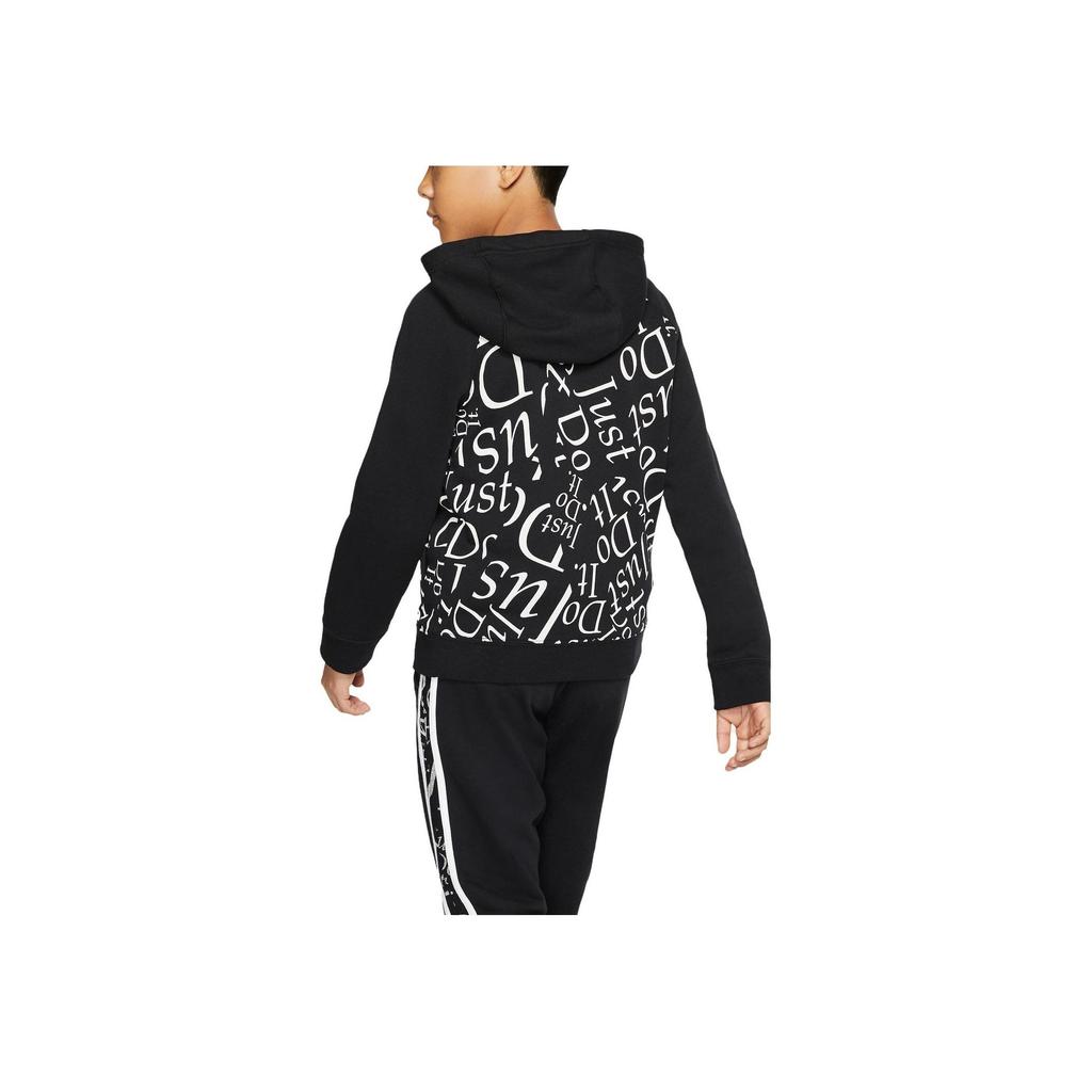 Nike Sportswear Zip Letter Print Hoodie Kids Hoodies Black CJ7833-010