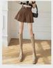 2023 Autumn/Winter Women's Plus Size High Waist Corduroy A-Line Wide-Leg Pleated Shorts