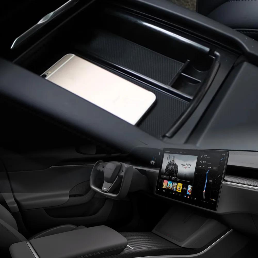 Car Armrest Storage Box for Tesla Model S Models Model X Modelx 2021 2022 2023 Tray Holder Plate Container Organizer Accessories