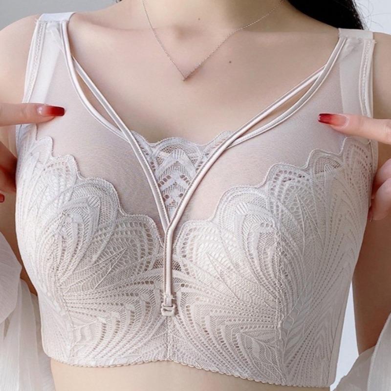 Thin Adjustable Bra Plus-size Tube Top Push-up Bra for Large Breasts Full-cup Bra for Side Breast Reduction and Sagging Prevention
