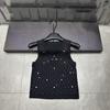 European High-Quality Spring Arrival: Heavy Print Logo Diamond Round Neck Knit Vest - Slimming & Versatile Top.