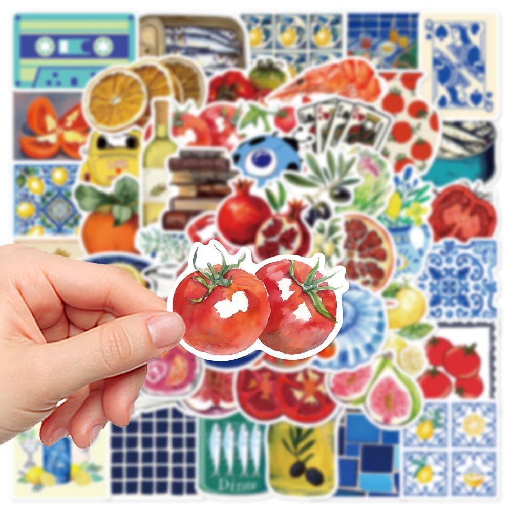 10/30/50pcs Mediterranean Tomato Aesthetic Graffiti Stickers Cartoon Retro Decals DIY Motorcycle Laptop Luggage Cute Sticker Toy