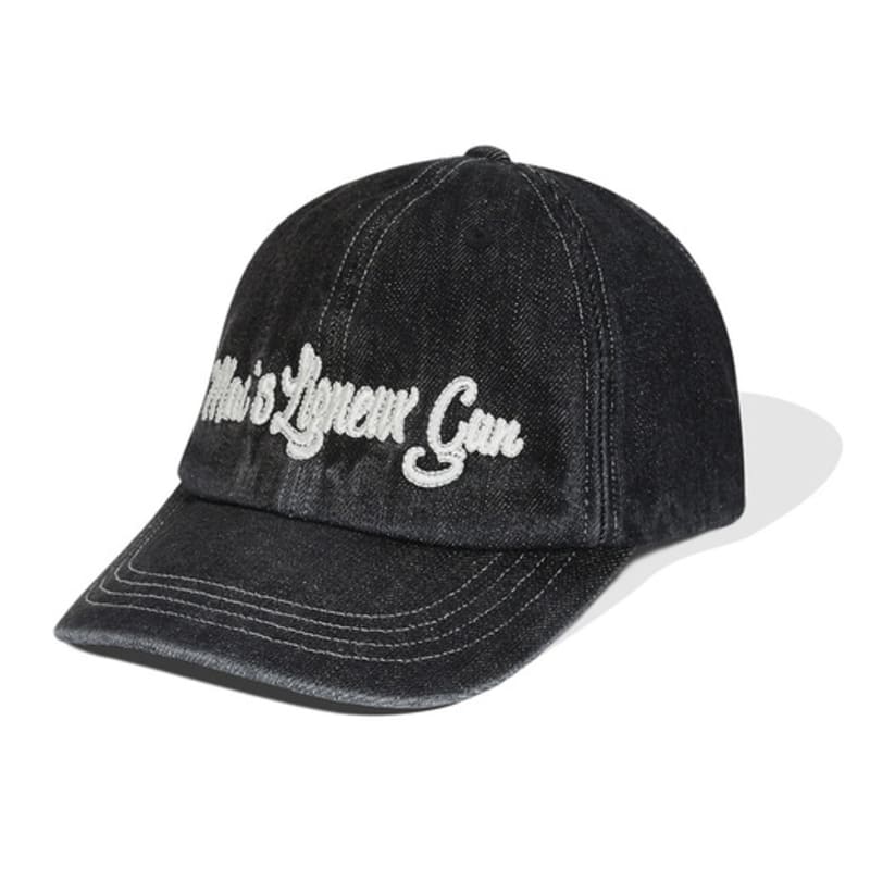 

MAGOODGAN Headwear 9317 Chain-Embroidered Black Denim Ballcap ONE