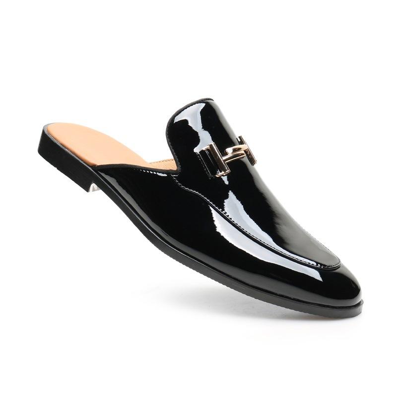 

Лето британский стиль мода повседневная сумка головные уборы полутапочки мужские 38 чёрный