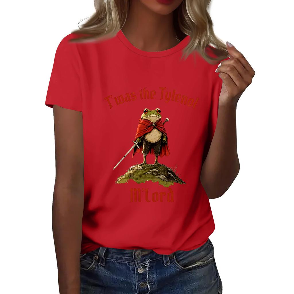 Women's Printed Round Neck Short Sleeve Top