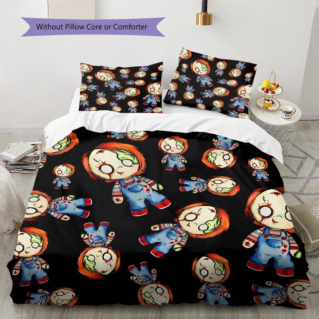 Chucky Pattern Bedding,Quilt Set Quilt Cover Pillowcase Home Birthday Gift (1 * Duvet Cover + 2 * Pillowcase, Without Core)