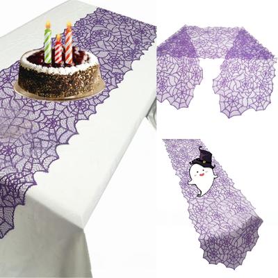 Gruselige Halloween-Tischdecke, Polyester Spinnennetzspitze Tischläufer Partydekoration Tuch für gruselige Umgebung