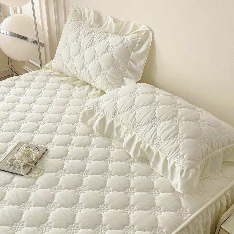 Klasse A Hautfreundlicher Waschbarer Baumwoll-Quilt-Bettrock: Dickes rutschfestes Rüschenlaken, Vier-Jahreszeiten-Universal-Schmutzschutz