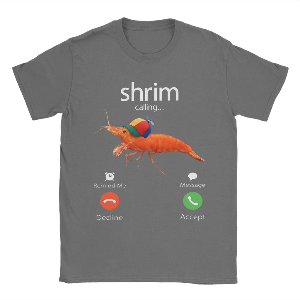 Men Shrim Is Calling Misspelled Shrimp Incoming Call Meme T Shirts  100 Cotton Top Tees Beach O Neck Tee Shirt Big Size 5XL 6XL
