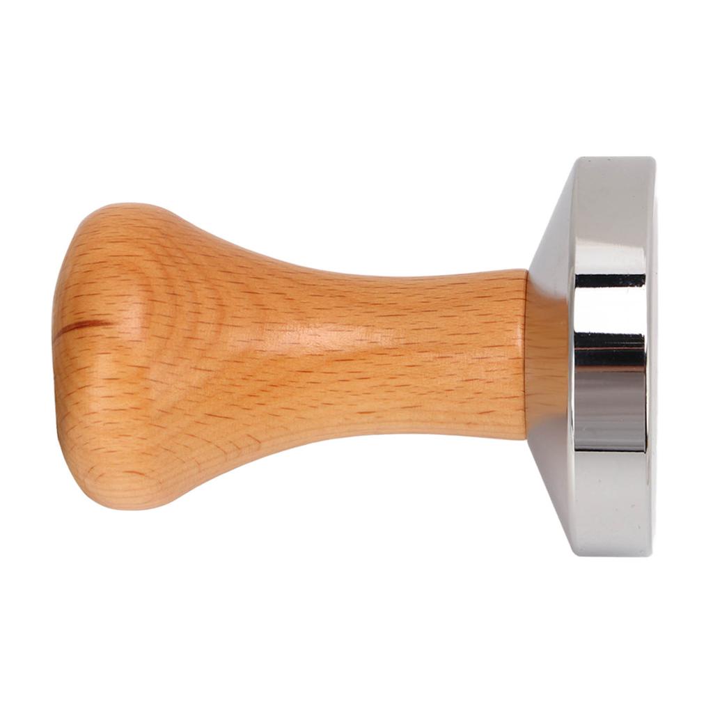 Tamper do kawy ze stali nierdzewnej z płaskim dnem, narzędzie do ubijania kawy, ręczny tamper do kawy z drewnianą rączką