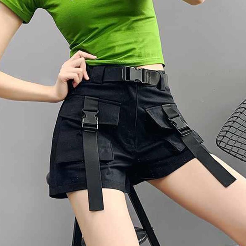 Y2k High Casual Waist Cargo Shorts Women Harajuku Loose Slim Pockets Streetwear Pants Fashion Summer Wide Leg Straight Trousures
