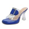Fashion Clear Rhinestone Metal Buckle Slippers Women Fashion Transparent PVC  Design Slide Sandals  2025 Summer Sexy Platform Slippers