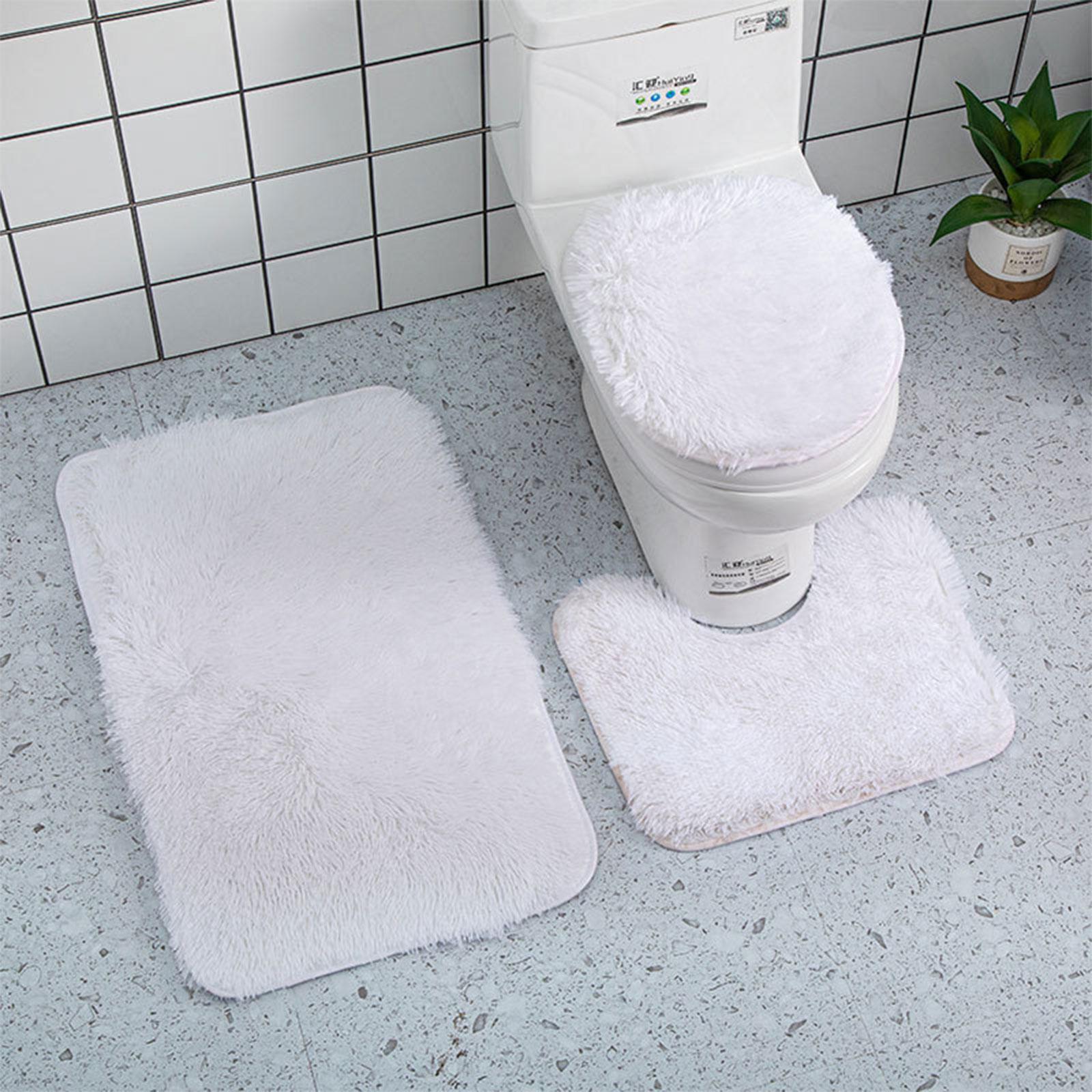 

Bathroom Rug Set, Three Pieces: Color Bathroom Mat, Washable Shower Rug, Rug With U-shaped Outline, And Toilet Seat Cover. One Size
