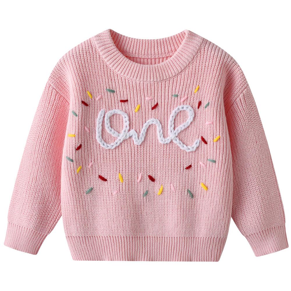 Autumn and Winter Baby Baby Bottoming Sweater Birthday Etsy Diys Hand-embroidered One Boy Girl Sweater