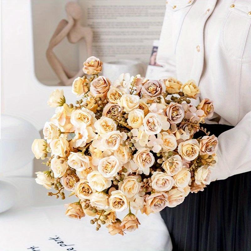 1Pc Artificial Flowers French Rose Small Bunch Flowers for Outdoor Patio Garden Wedding Home Decor Accessories