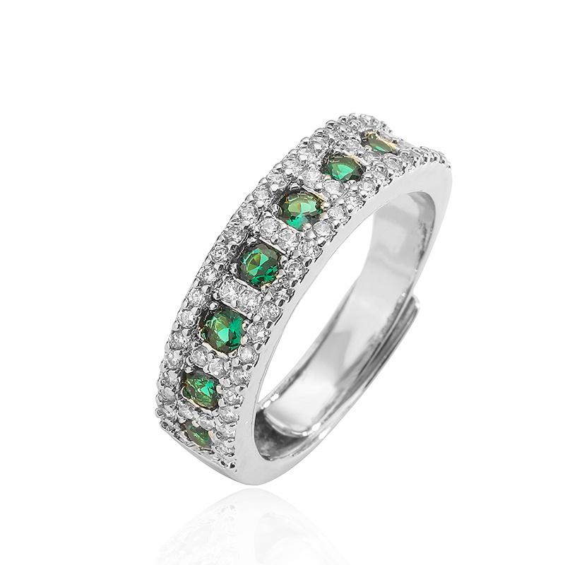 

18K Gold Plated Brass Zircon Rings for Women Adjustable Ring Trending Wedding Aesthetic Zircon Aretes Gift resizable зелений/мідний