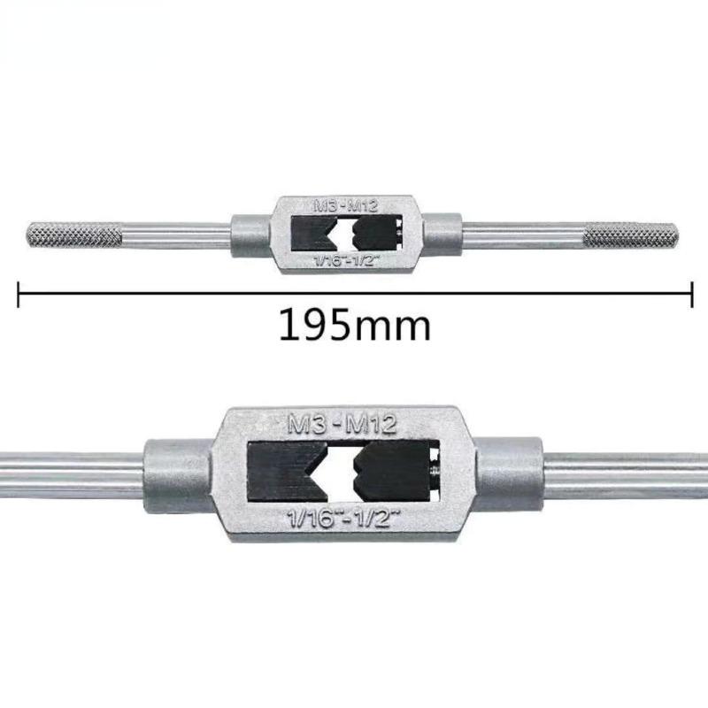 6/8Pcs Hss Hand Screw Tap Die Wrench Schroefdraad Metric Plug Tap M3 M4 M5 M6 M8 M8 M12 Met Verstelbare Tap Wrench 1/16-1/2"