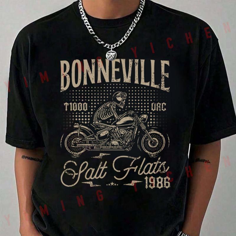 Bonneville Salt Flats Motorcycle Racing Biker Birthday 1986 T-Shirt Moto Riders Summer Men's Ca