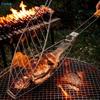 Stainless Steel Fish Grilling Basket,Non-Stick BBQ Fish Holder with Wooden Handle for Outdoor Camping & Barbecue