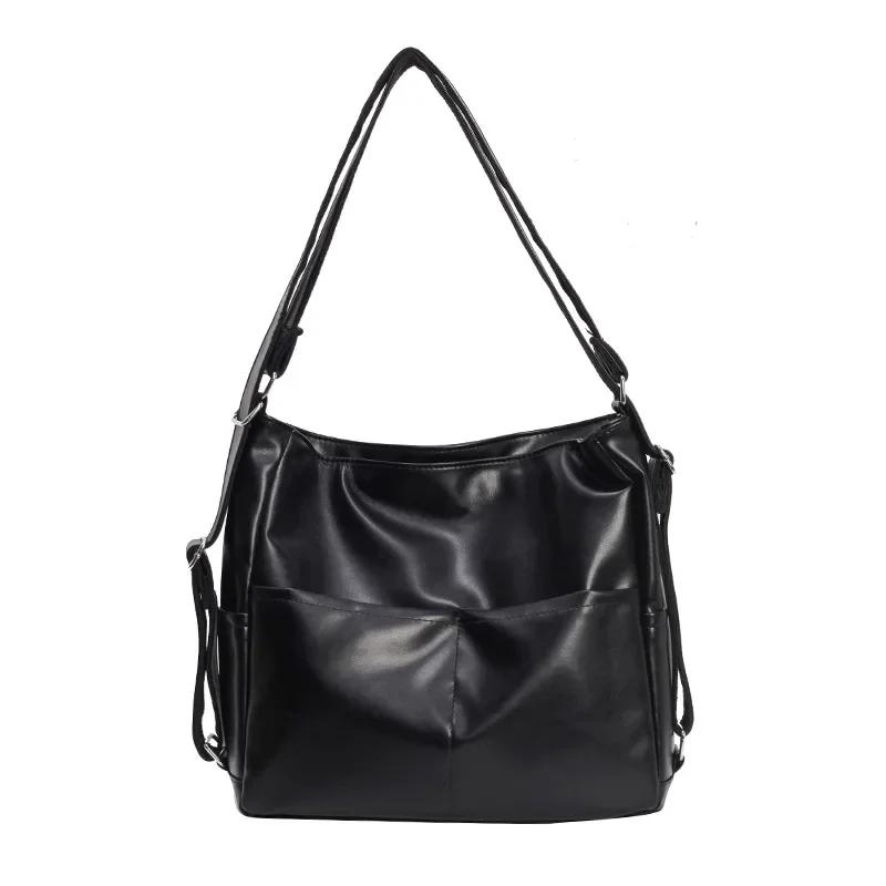 

Fashionable Pu Shoulder Bags With Zipper New Solid Color Large Capacity Versatile Interior Zipper Pocket Youth Crossbody Bags Quality