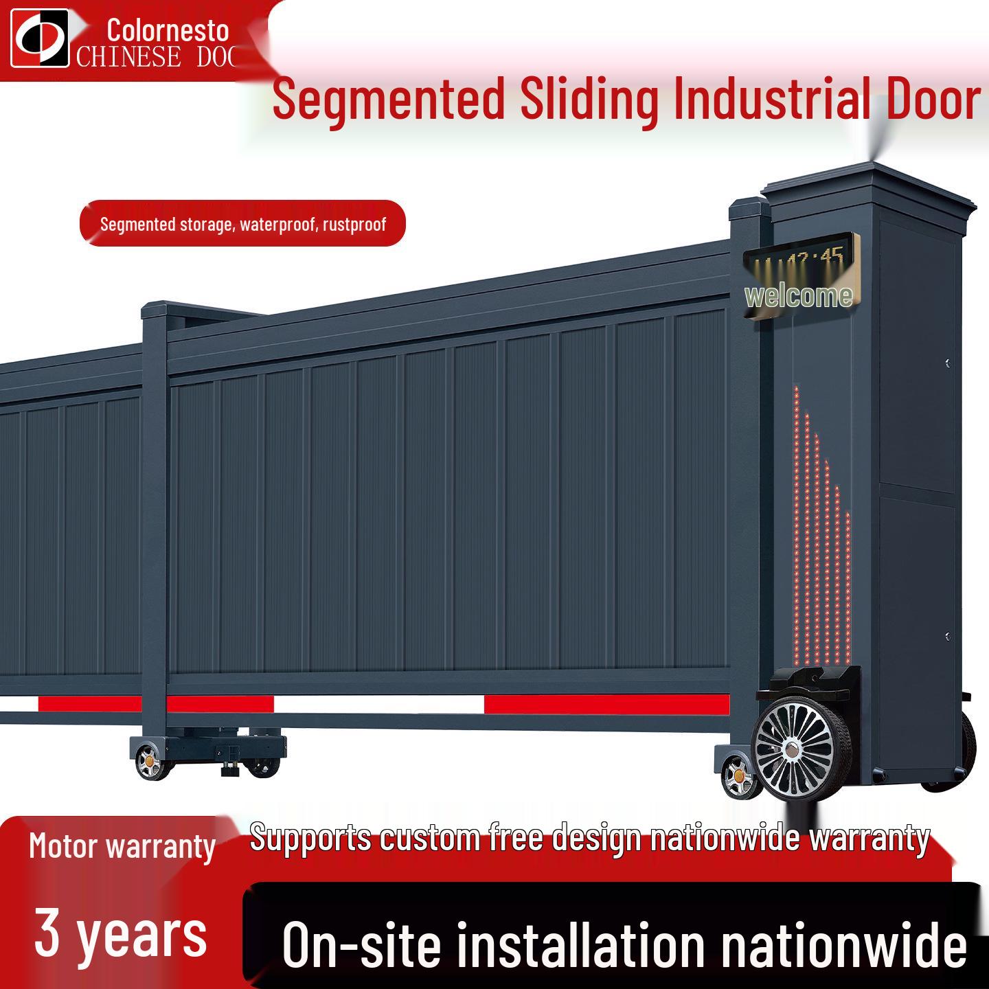 Aluminum Alloy Electric Retractable Sliding Folding Gate for Enterprises and Government Good Quality