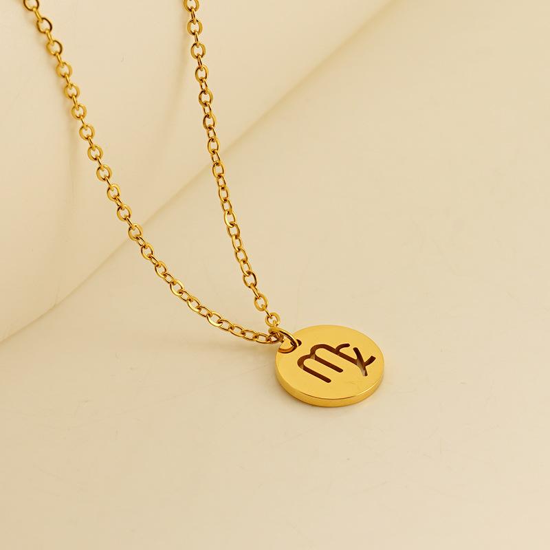 

Ожерелье из нержавеющей стали с изображением двенадцати созвездий, персонализированное, универсальное, модное, из титановой стали, из 18-каратного золота, для женщин Electroplated 18k Gold