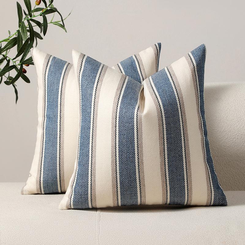 Korean Linen Classic Wide Stripe Pillow Cover Back Pillow Cushion Cover 5 Colors Sofa Home Car Use