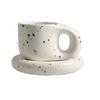 Splash Ink Floriddle Ceramic Mug with Saucer, Coffee Cups and Saucers, Home Office Tea Cup, Korean Cups, 400ml